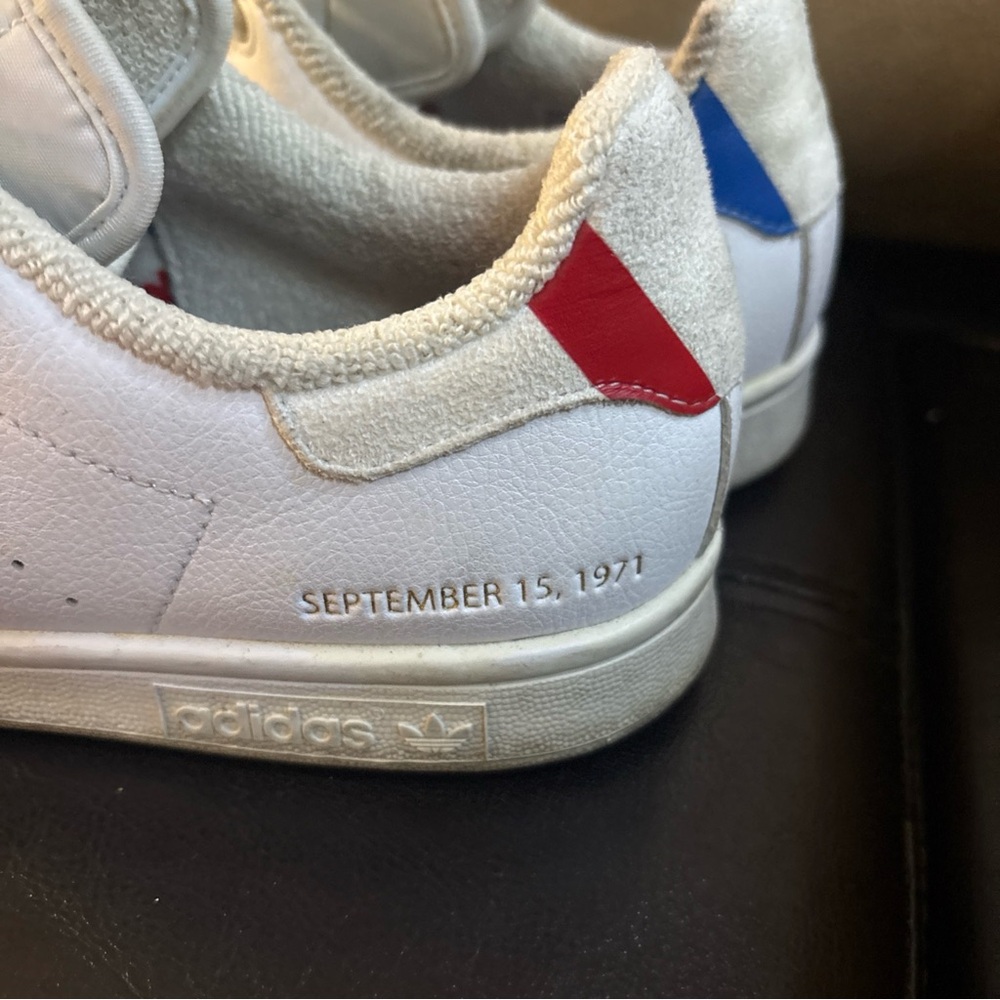 Adidas Stan Smith Scarlet White Red & Blue Sneakers SZ 7.5 - Picture 7 of 11